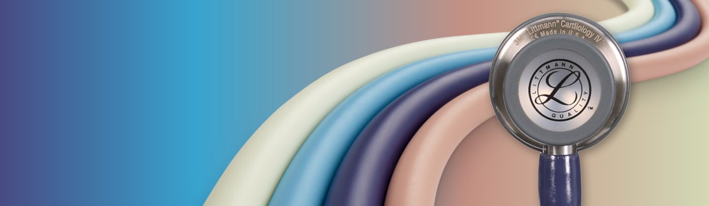 Banner Stéthoscope  Littmann - stéthoscope sur fond bleu
